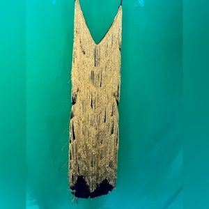 Vintage Fringe Backless Great Gadsby Dress